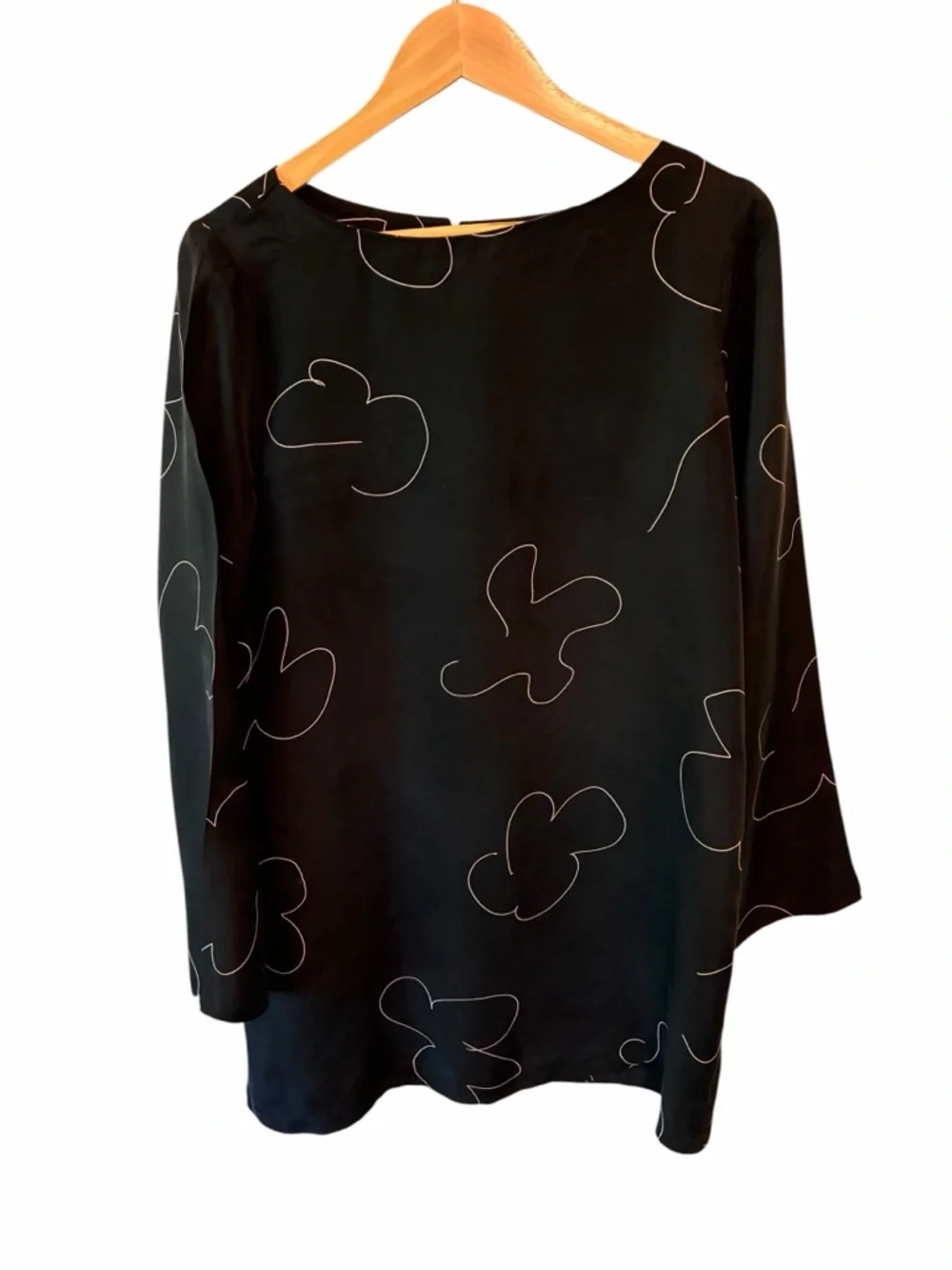 Madewell Black Mini Dress with White Floral Outline